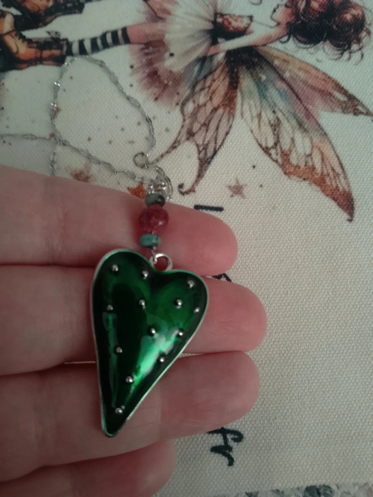 Collier coeur vert et pierres naturelles – photo 2